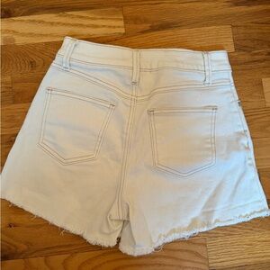 Sincerely Jules Cream Brown Stitching Denim Shorts size 25